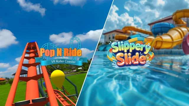 Pop N Ride - VR Roller Coaster | Slippery Slide -  Water Park Adventure cover
