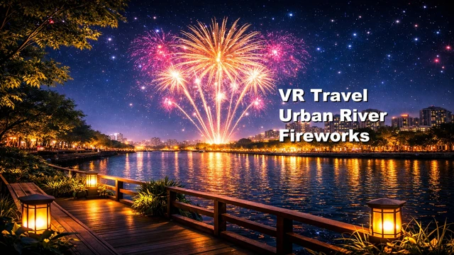 VR Travel Urban River Fireworks cover