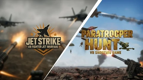 Jet Strike : VR Fighter Jet Warfare | Paratrooper Hunt - VR Shooting Game cover